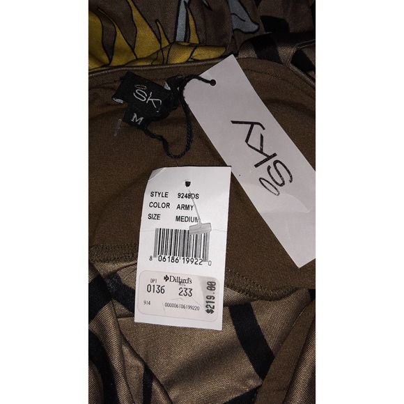 NWT Sky Sz Med Silk and Leather Gladiator Style Empire Waist Dress - Picture 6 of 10